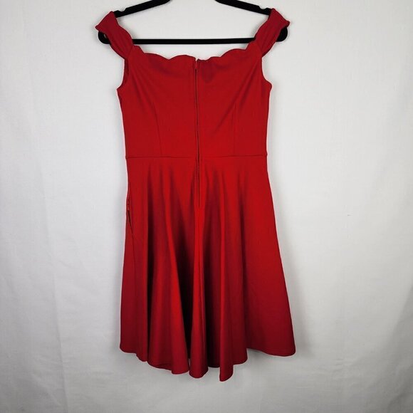 Modcloth Scalloped Edge Off The Shoulder Fit & Flare Dress M - Picture 5 of 7